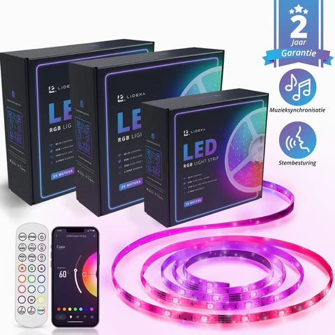 Lideka® - LED strip 50 Meter - Pakket Van 20 + 20 + 10 Meter - RGB Led pakketten Lideka Home   