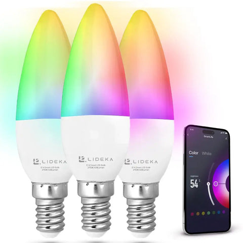 Lideka® - Slimme LED Smart Lampen - E14 - Set Van 3 - RGBW - Dimbaar LED Lampen Lideka Home   