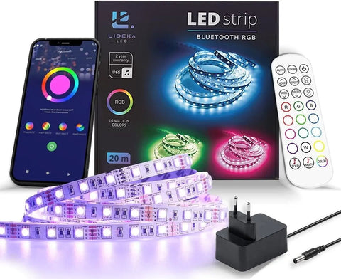 Lideka® – LED Strip 20 meter (2x10) – Google Home & Alexa – Gaming Accesoires – Met Afstandsbediening - Light Strips - Licht Strip - Led Verlichting RGB led strips Lideka Home   