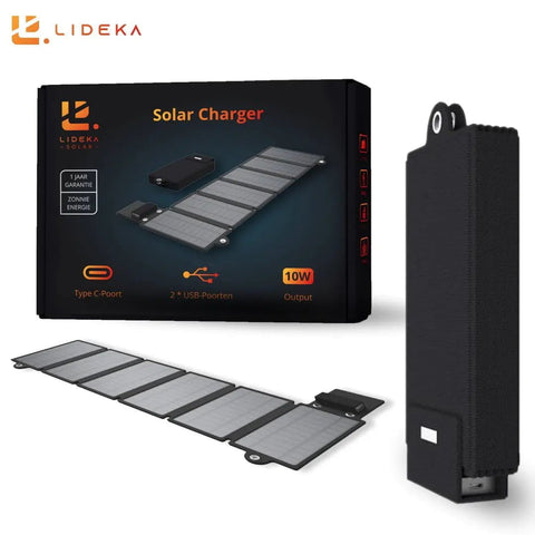 Lideka® Solar charger - Compatibel met Powerbank - Solar Panel Op Zonne-energie - Outdoor - 2400 mAh 5V Per Uur - 346.5 g - Iphone Samsung Apple Solar Powerbank en Chargers Lideka Home   